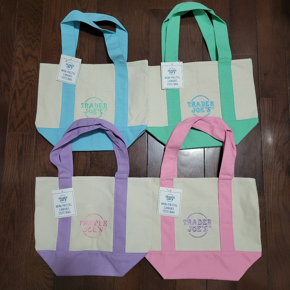 Trader Joe's Mini Totes Spring 2025 Pastel Colors - Set of 4 NWT